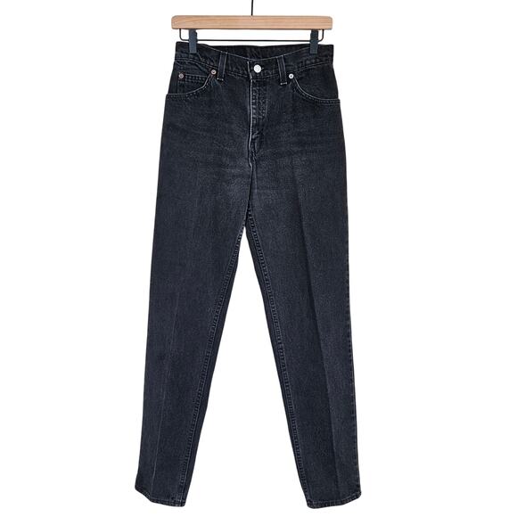 Levi's 950 Relaxed Fit Tapered Leg Jeans Black Orange Tab Women's 7 Long Vtg 90s - Picture 1 of 11